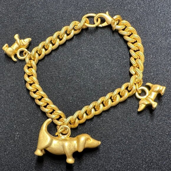 Anthropologie Jewelry - Vintage Dachshund Bracelet, Gold, Elegant